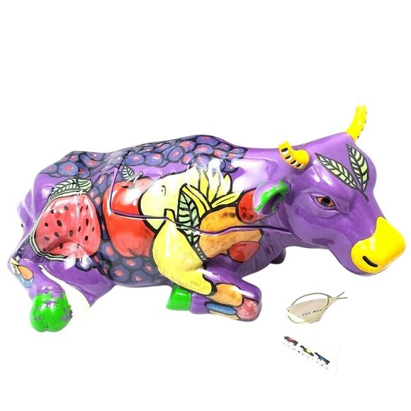 Cow Parade Collection Pop Art Figurine Cookie Jar Fruit Purple Kitchen Decor Big - Picture 1 of 9